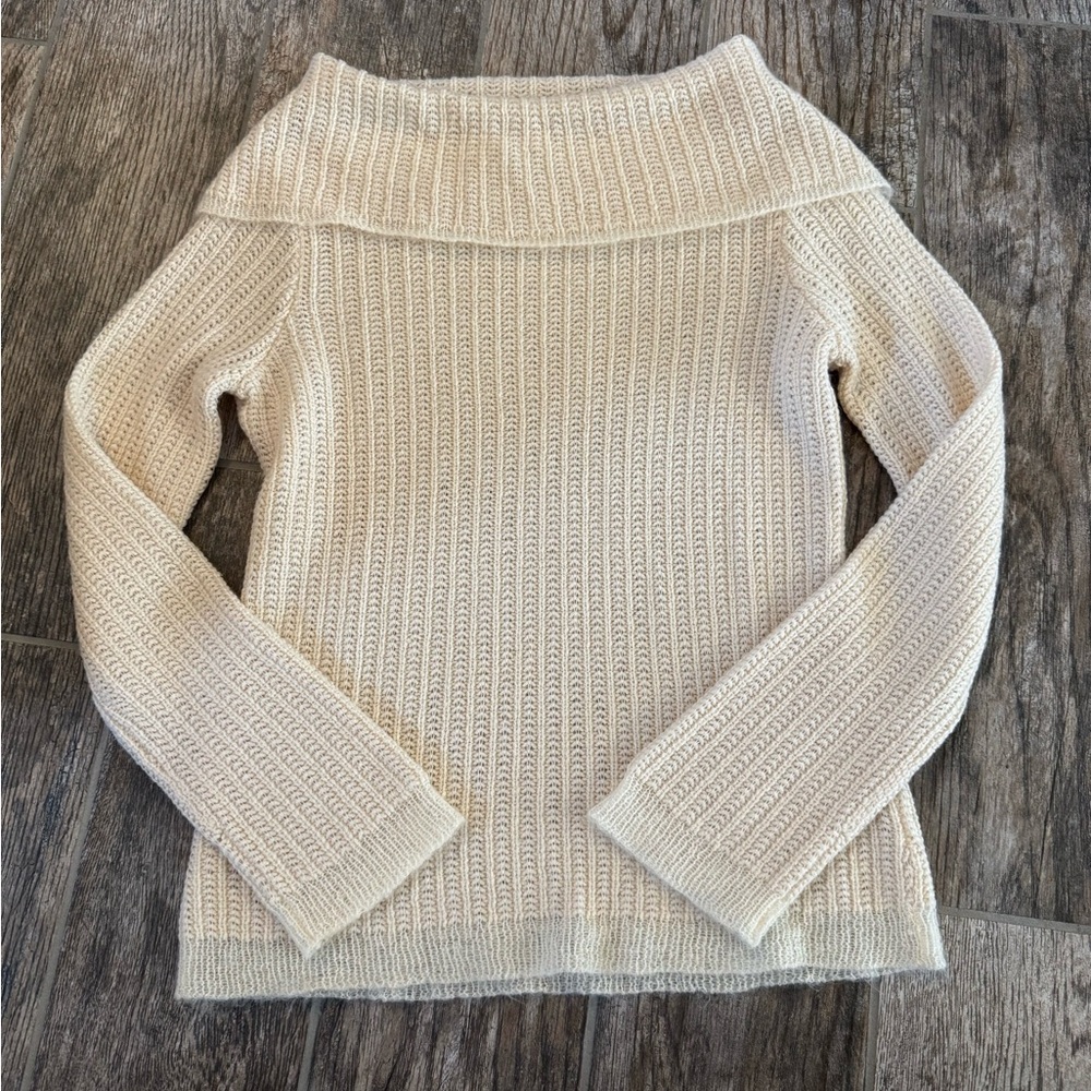 Ann Taylor Cream Cowl Neck Sweater